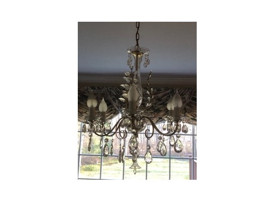 Antique Crystal And Brass Chandelier