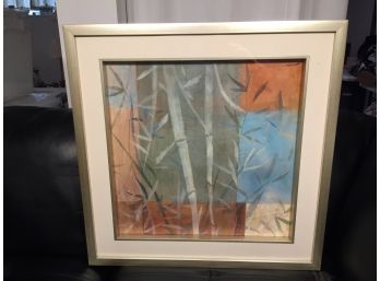 Watercolor Of Marsh Reeds In Shadowbox Frame