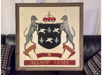 Framed British Pub Sign 'Allsop Arms' Oil On Wood