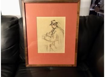 Charcoal Or Pencil Of Man In Hat