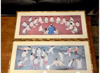 Pair Of Asian Children Prints Signed In Plate Mai Thu