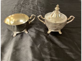 Silver Plate Creamer And Sugar Bowl