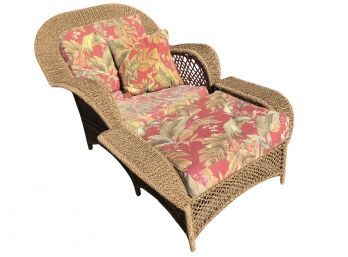 Wicker Style Patio Chair With Ottoman