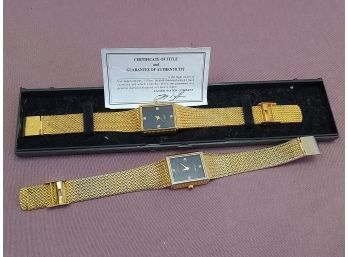 Xavier Wristwatch Lot Of 2 With Genuine Diamond Inlays