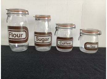 Mid Century Glass Canisters Set