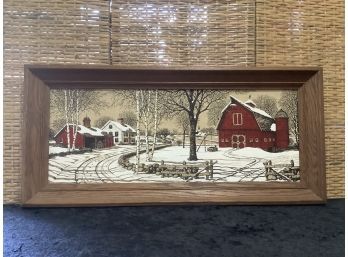 Winter Barn Scene Painting On Linen