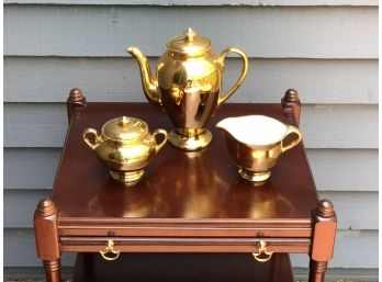 Gold Chocolate Pot, Pitcher  And Creamer