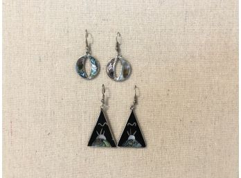 Mexican Silver And Abalone Earrings