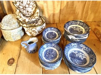 Liberty Blue- Betsy Ross And Ironstone Liberty Blue Mount Vernon And Creamer