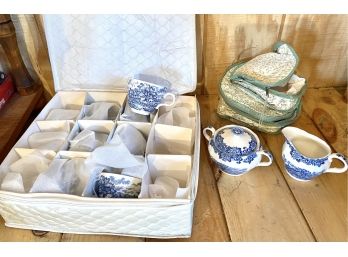 Salem English Village Teacups With Sugar And Creamer