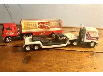 Pair Of BUDDY L Trucks- Coca Cola And NASA