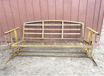 Crazy Cool Yellow Patina Antique Metal Glider Couch