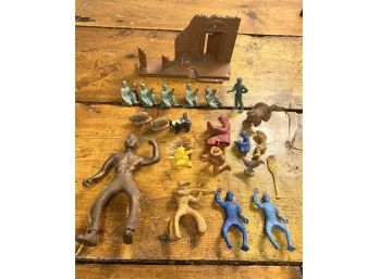 Mix Lot Of Antique Toy Men, Animals And More