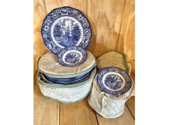 Lot Of LIBERTY BLUE Colonial Scene Dishware- Old North Church