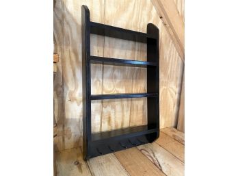 Black Painted Wall Shelf With Square Head Nail Hooks