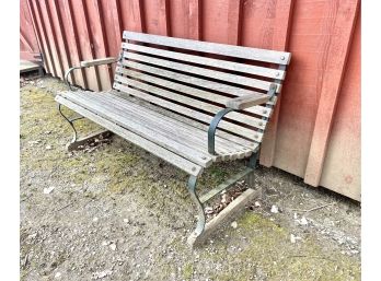 Vintage Outdoor Wood And Metal Bench