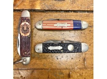 3 Great Antique BOY SCOUT Collectible Pocket Knives