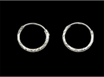 Sterling Silver Beveled Small Hoop Earrings