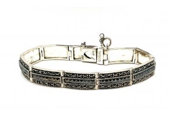 Beautiful Vintage Sterling Silver Marcasite Linked Bracelet