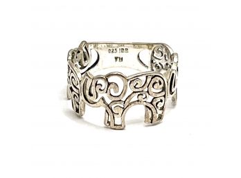 Vintage Sterling Silver Ornate Elephant Ring, Size 8.5