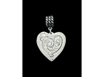 Beautiful Vintage Sterling Silver Reversible Heart Pendant