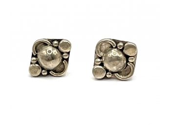 Vintage Sterling Silver Abstract Stud Earrings