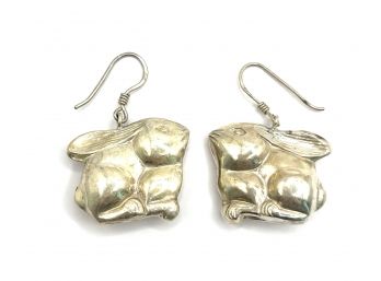 Vintage Sterling Silver Bubble Bunny Shaped Earrings