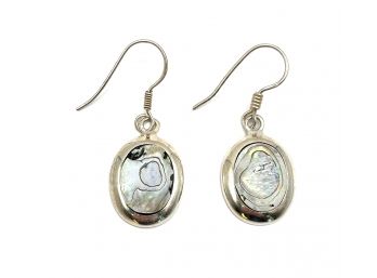 Beautiful Sterling Silver Abalone Dangle Earrings