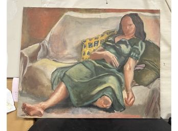 Beautiful Oil Painting On A Canvas A Lady Lying Down On The Sofa.  BS/WA-D