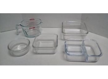 Pyrex 4 C Measuring Pitcher, Glasslock Glass Oven/ Microwave Safe Containers & Glass Sectioned Container BS/D4