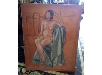 Large Original Nude Oil On Canvas Painting      BS/WAD