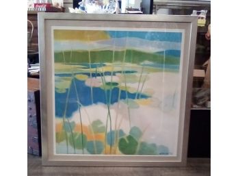 Framed Print Lily Pond In Summer Shows Artist Signature Tadashi Asoma From Original Oil On Canvas PP/WAD