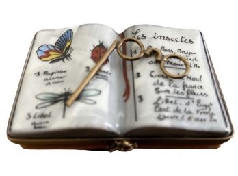 Rare La Gloriette Limoges Hand Painted Book 'Les Insects' Trinket Box