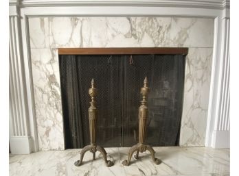 Antique Fire Place Brass Andirons