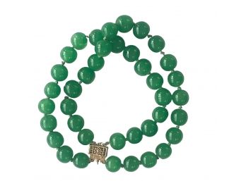 14K Apple Green Double Strand Jade Bracelet