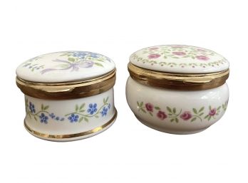 Two English Hand Painted Trinket Boxes By Ayshford Fine China