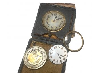 Antique Travel Clock And Parts