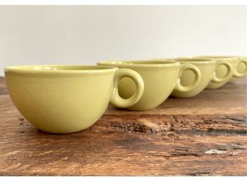 Five MCM Russel Wright Casual China Chartreuse Cups By Iroquois