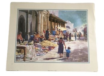 1992 Unframed Lithograph 'Mercado Domingo'  By John Maskey