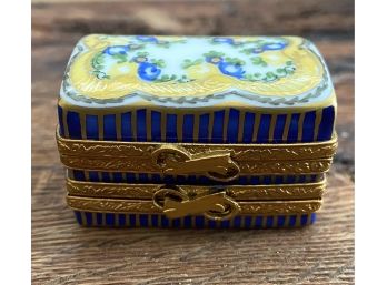 Vintage Limoges Hand Painted Fine Porcelain Double Trinket Box