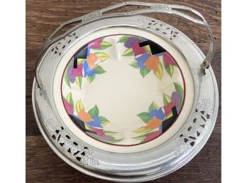 Vintage Umbertone Chrome Rim Candy Dish By Leigh Potters For Farberware