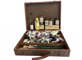 Old Art Box With Oil Paint And More