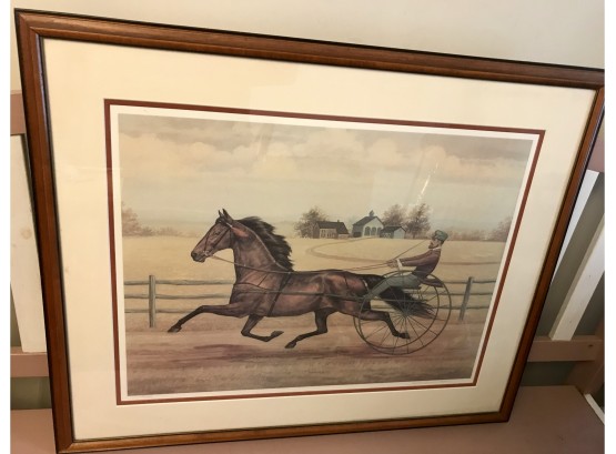 Famous Print Of Harness Racer With All 4 Feet Off The Ground. Signed And Numbered!