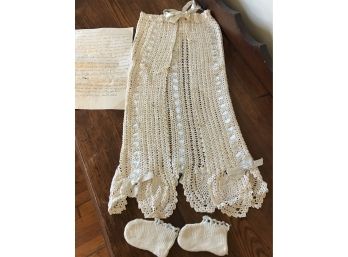 Charming Antique Christening Gown And Booties