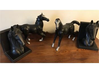 Beautiful Heavy Solid Horse Head Bookends And 2 Decorative  Displayhorses