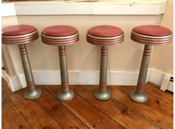 4 Incredible Vintage  “Ice Cream Parlor” Style Swivel Stools