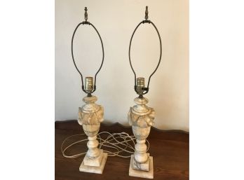 Pair Of Stunning  Vintage Marble Lamps