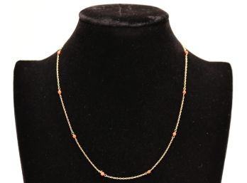 Gold Necklace With Minature Coral Beads 16'