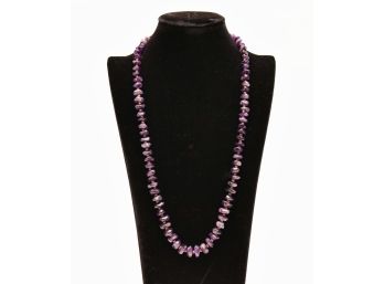 Amethyst Chip Graduated Gemstone And Gold Tone Necklace