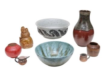 Japanese Mishiko Vase, Holly Pottery Bowl And More